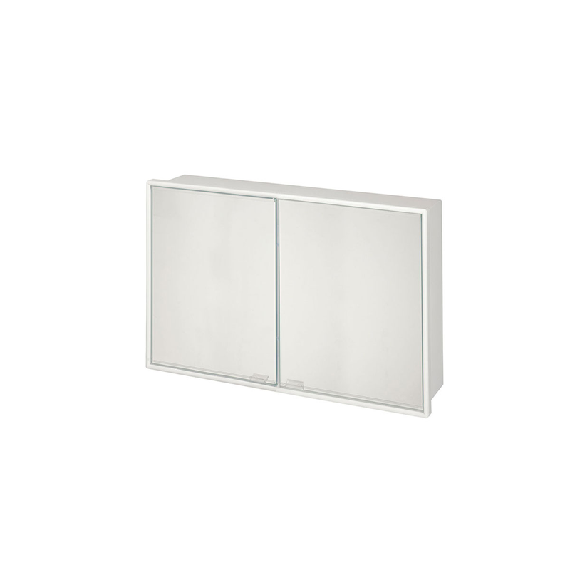 Bathroom cabinet with daphne mirror 58x150x376mm 2 doors plastic white, , medium-null