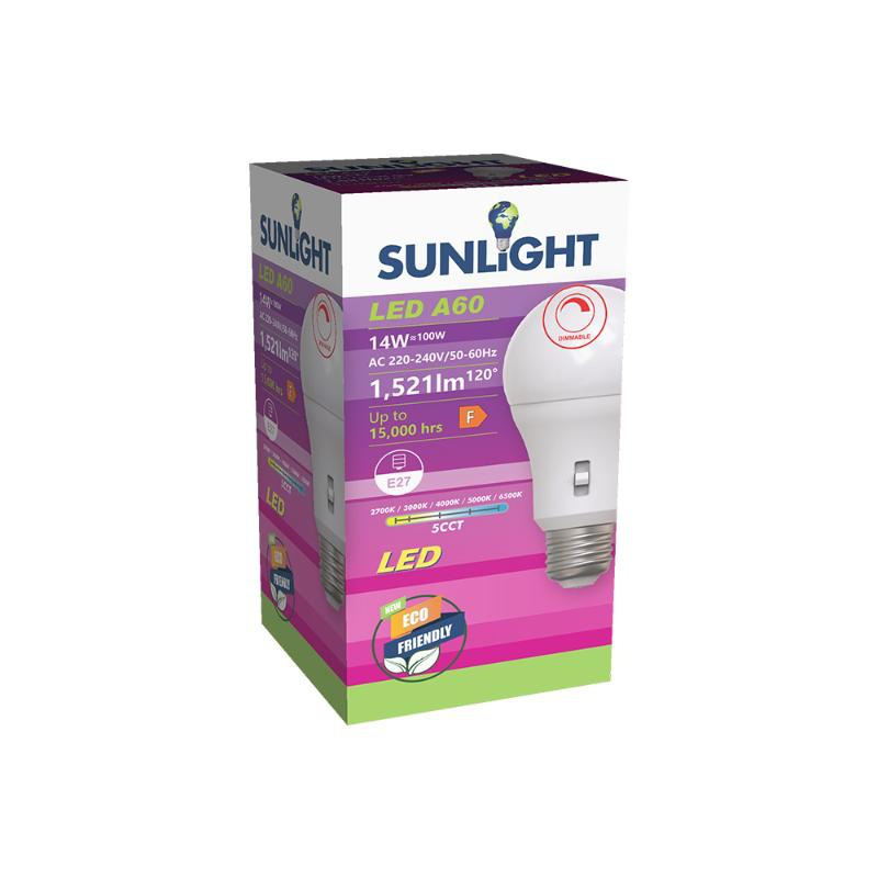 Sunlight pro led 14w a60 λαμπτηρας a60 ρυθμιζομενος 1521lm 5cct (2700k/3000k/4000k/5000k/6500k) 60°, , medium-null