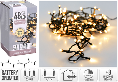 Led lights 48 pcs battery operated - warm white