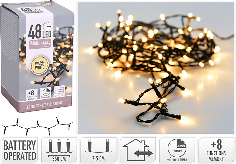 Led lights 48 pcs battery operated - warm white, , medium image number null
