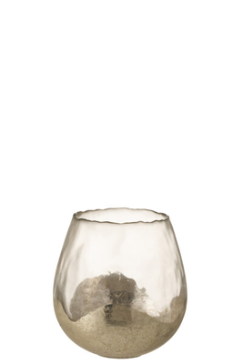 Tealight zoe round glass gold medium 18x18x18cm, Gold Colored, medium