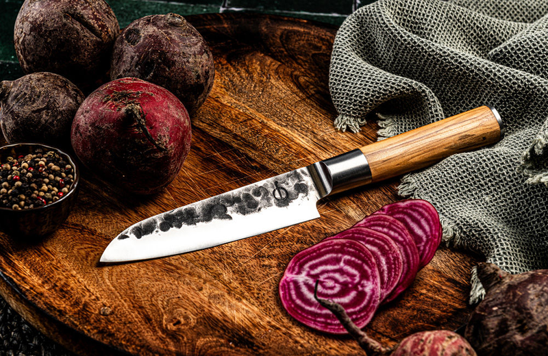 Product image: Forged olive wood santoku knife 440c japanese steel 14cm, , medium-null