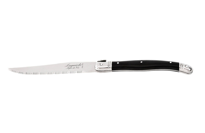 Laguiole premium line set of 6 steak knives black 1.8 mm in a wooden 
block, , medium image number null