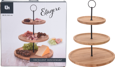 Food stand 3 tiers bamboo, , medium