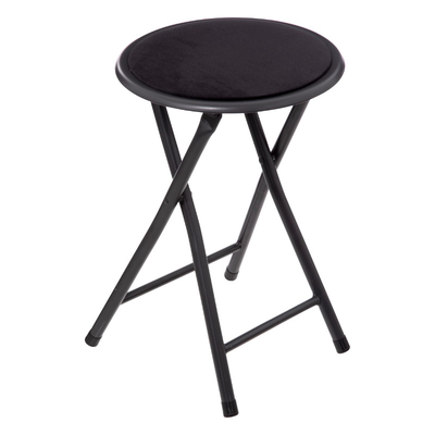 5five velvet folding stool - black, , medium