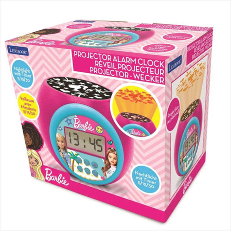Lexibook barbie projector alarm clock with timer rl977sp, , medium-null