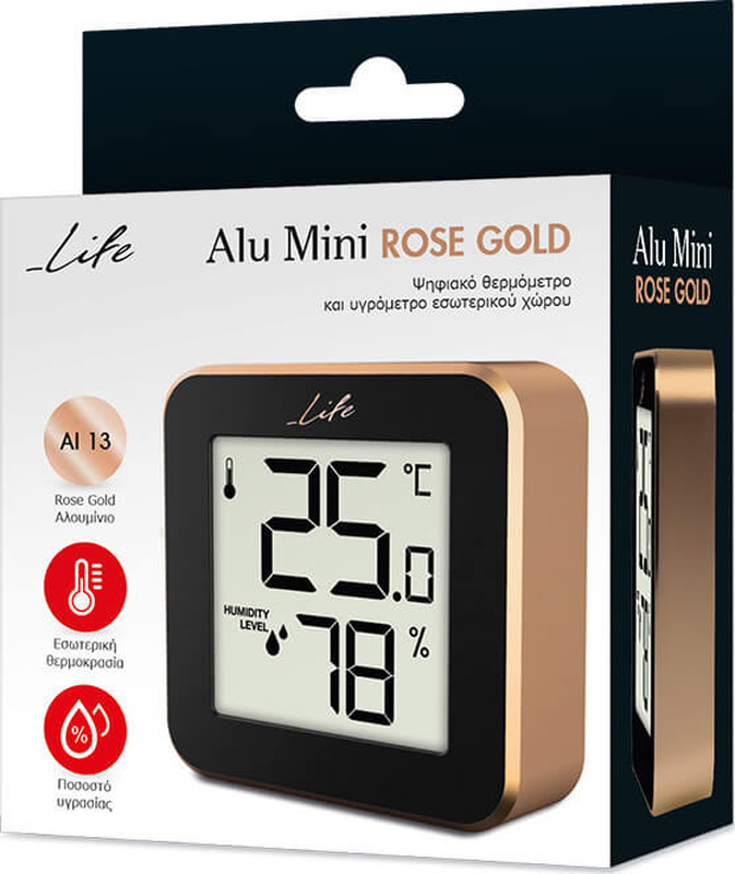 Life 221-0228 aluminium mini rose gold thermometer, , medium-null