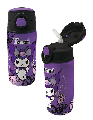 Graffiti stainless steel water bottle 500ml kuromi, , medium