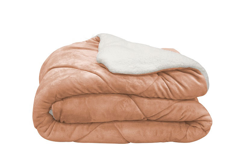 Easy home κουβερτοπαπλωμα 160x220cm flannel sherpa ροζ, , medium-null