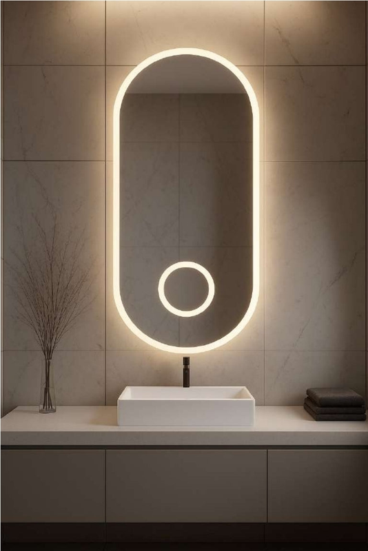 Porto oval led mirror with magnifying mirror 120x80, , medium-null