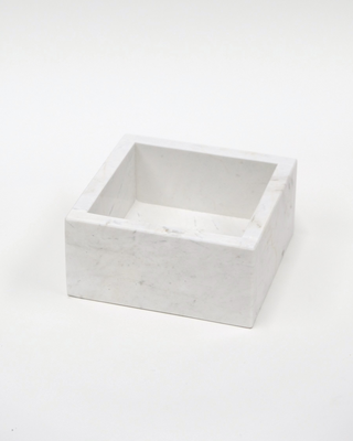 Marble case for bathroom / white with grey / square, , medium