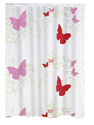 Shower curtain vinyl 180x200 cm butterflies red, , medium