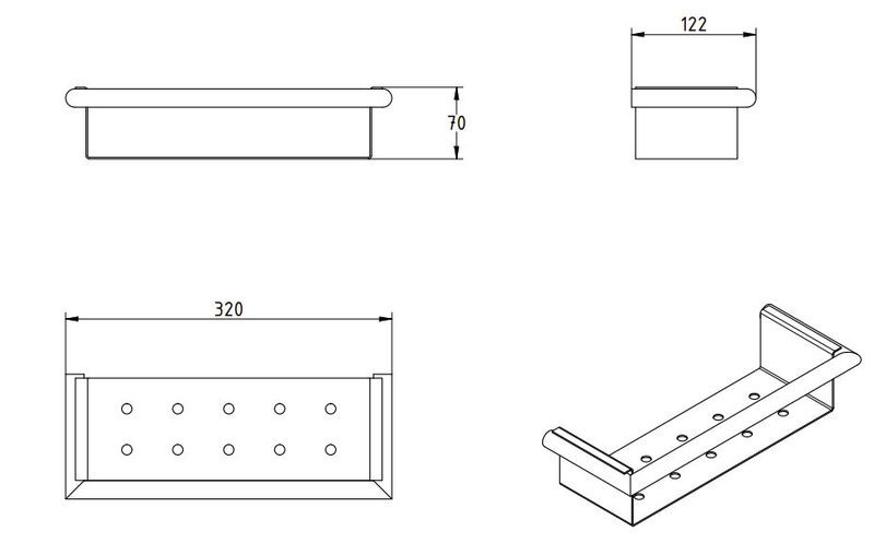 LAMDA black matte shower shelf, , medium-null