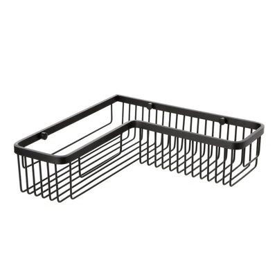 Rect.corner storage basket aluminium, Black Aluminium, medium