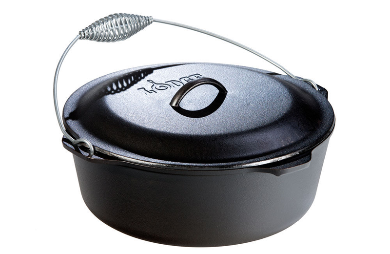 Lodge cast iron pot dutch oven 8.52 lt, with cast iron lid and stainless handle, , medium-null