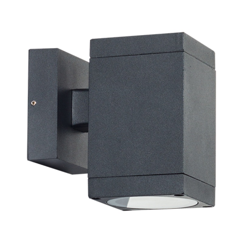 Sunlight 'liam' 1xgu10 (max.35w) wall light down cube aluminium matte black ip65 l125xw85xh125mm, , medium-null