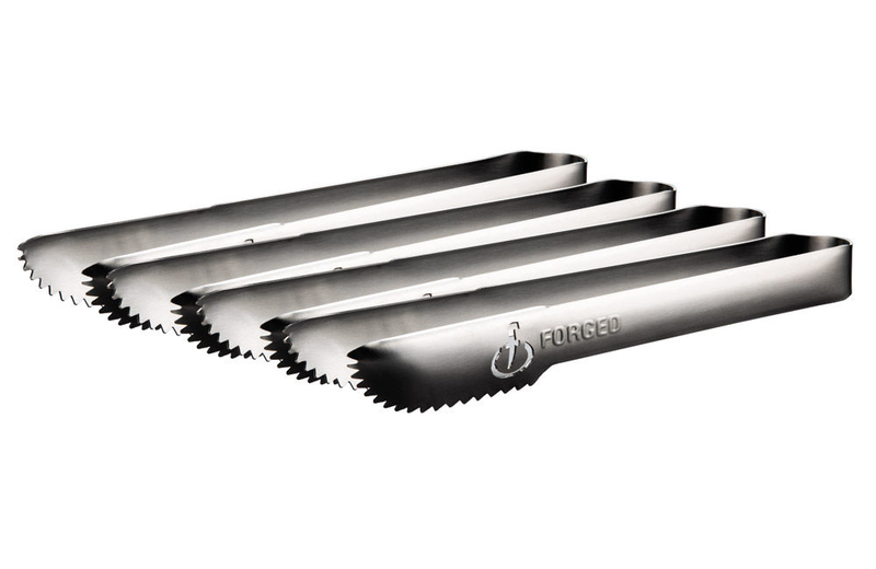 Forged churrasco set of 4 stainless steel tongs, , medium-null