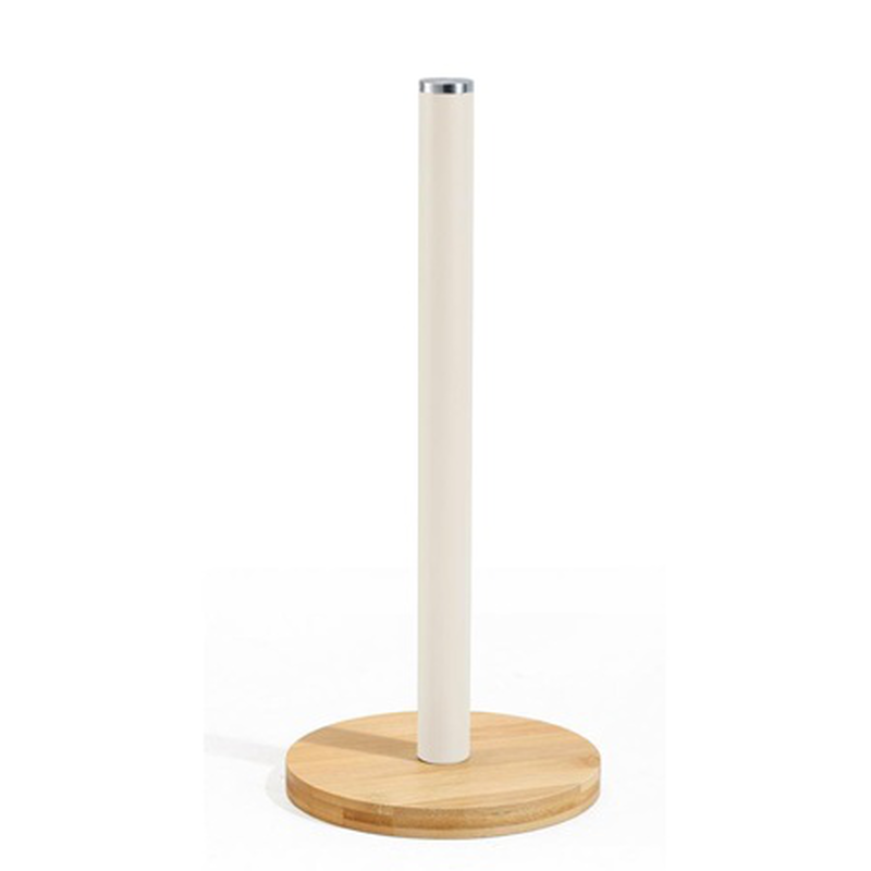 Oriana ferelli metal paper towel holder with bamboo base 15x34cm beige 059032-null