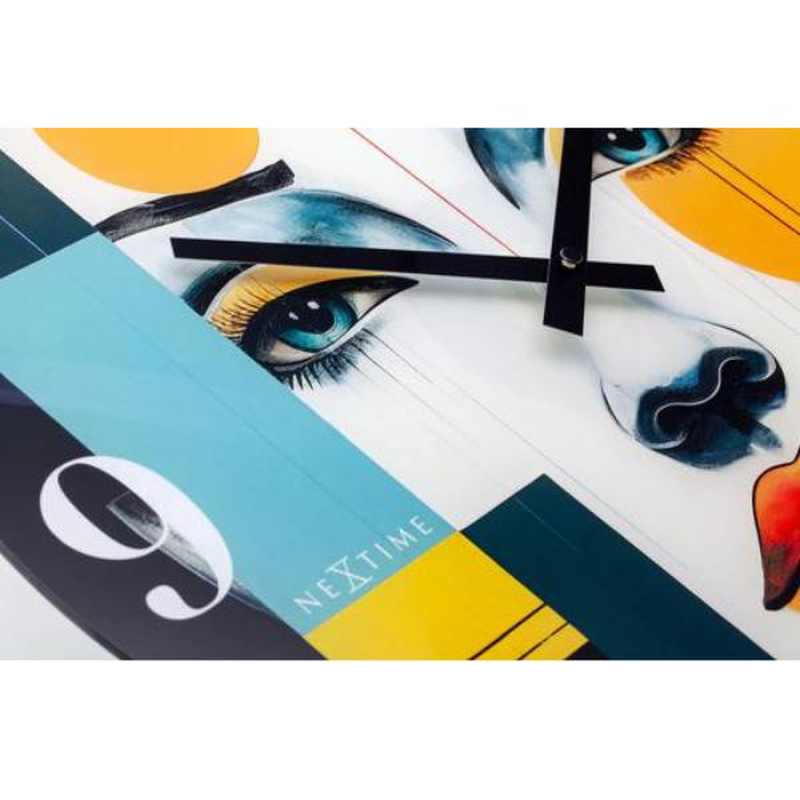 Nextime wall clock 43cm, silent,multicolour,glass,'vogue', , medium-null