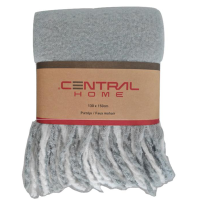 Faux mohair throw 130x150cm - grey, , medium