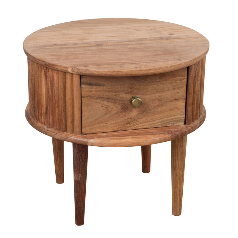 Solid acacia wooden table with drawer, , medium image number null