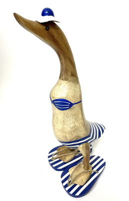 Wooden duck with bikini blue, , medium