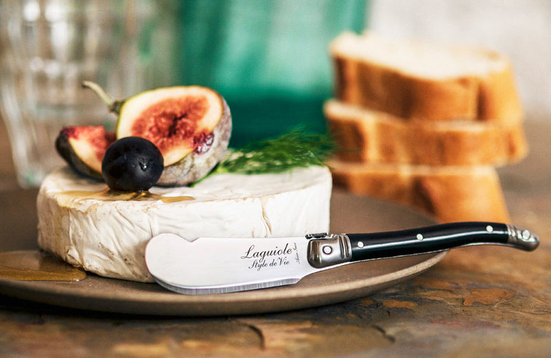 Laguiole premium line cheese knives black set in wooden tray, , medium image number null