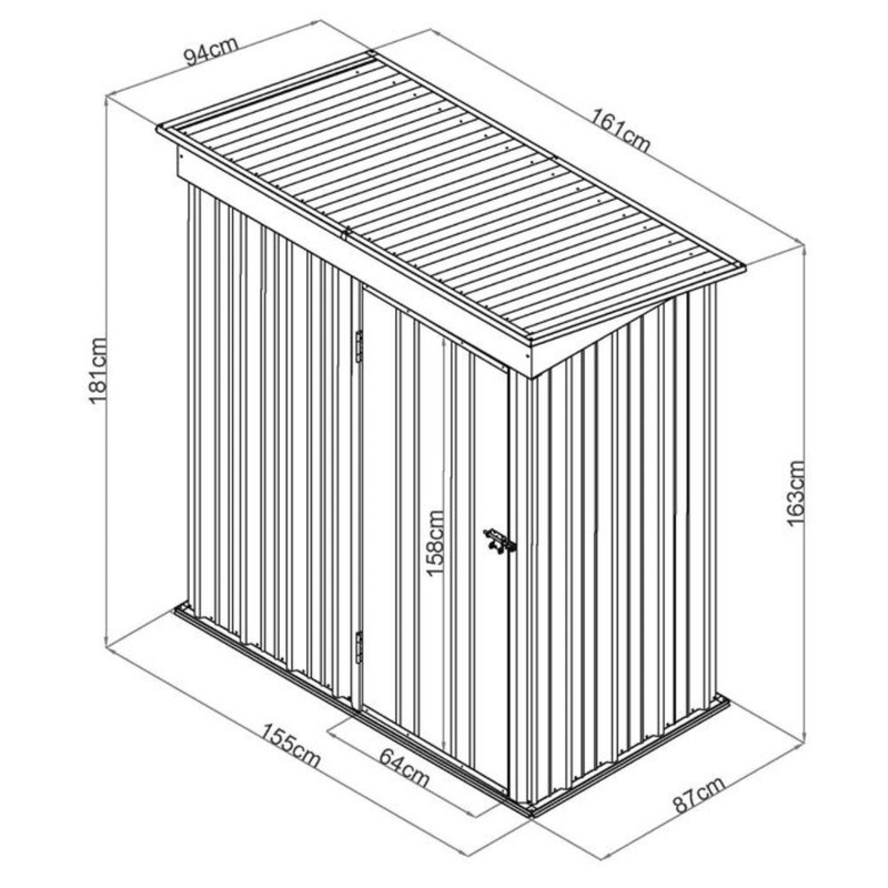 Isunor μεταλλική γαλβανιζέ αποθήκη κήπου – 3x5ft – 94x161xh181cm, , medium-null