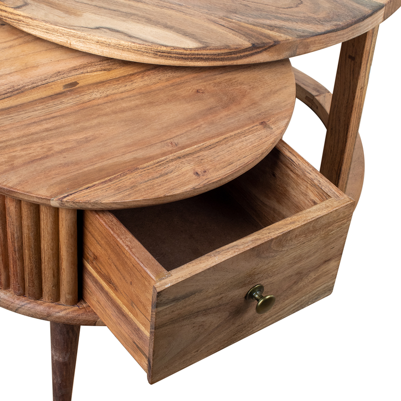 Solid acacia wooden table with drawer, , medium image number null