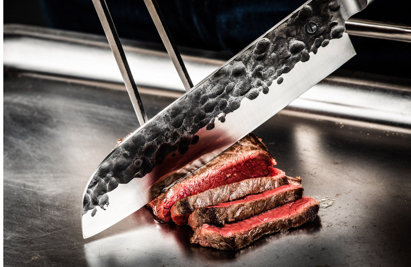Product image: Forged olive wood santoku knife 440c japanese steel 18cm, , medium-null