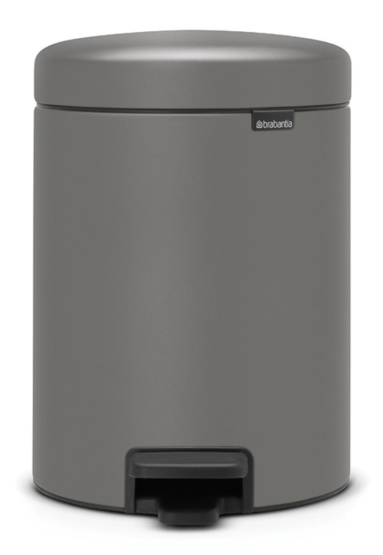 Brabantia new icon pedal bin luxury edition 5l- mineral concrete grey, , medium-null