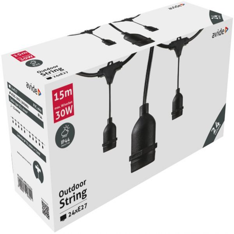 Product image: Εξωτερική γιρλάντα avide e27 15m για 24 λαμπτήρες, , medium-null