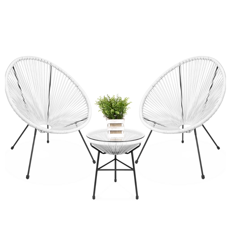 L.h garden set of 3 metallic bistro garden lounge white-null