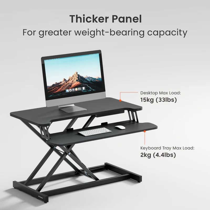 Brateck dws37-01 sit stand gas spring desk workstation max height 51cm, , medium-null