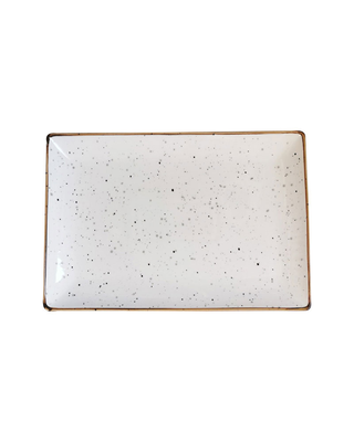 Platter rectangular white with black speckles 32x22cm, , medium