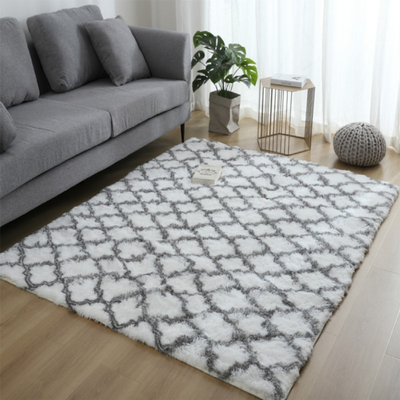 Soft fluffy carpet two tone 80x140cm #sfc91, White/black, medium