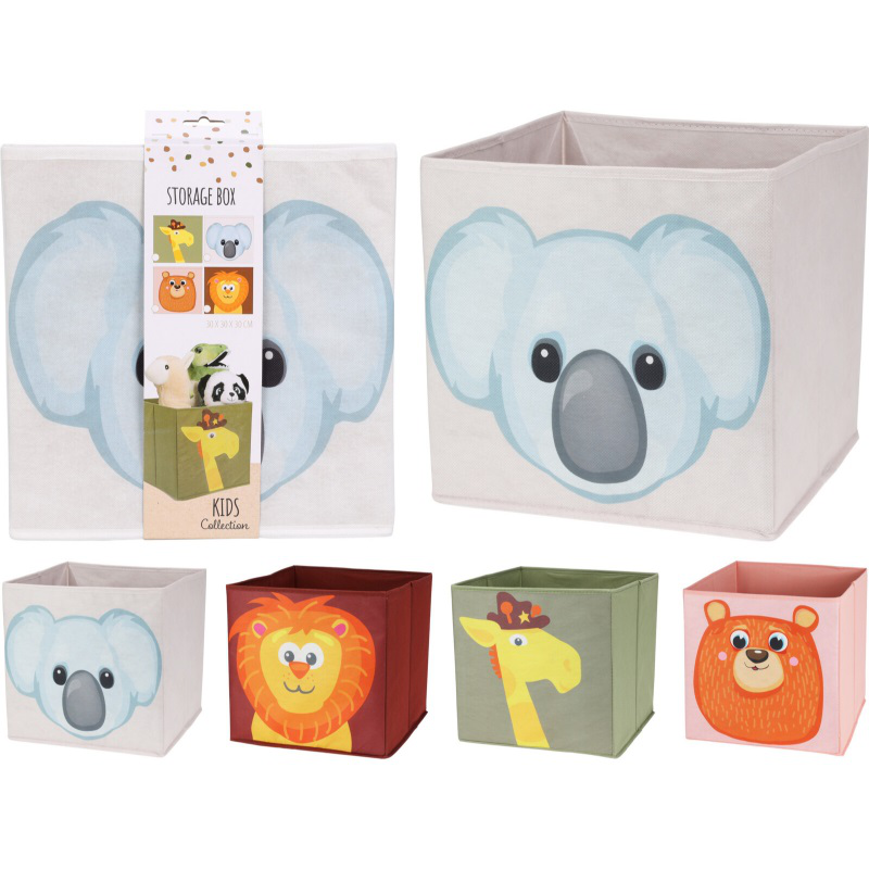 Storage box for kids polyester 30x30cm - assorted colors, , medium-null