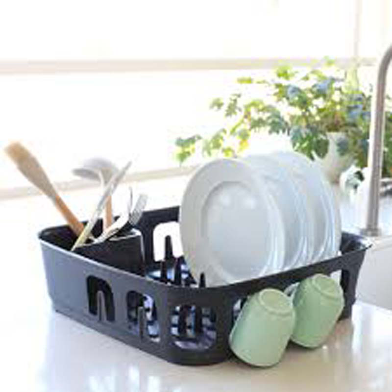 Curver essentials dish drainer square plastic dark grey 39.1x39.1x10.9cm, , medium image number null