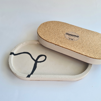 Oval abstract concrete tray