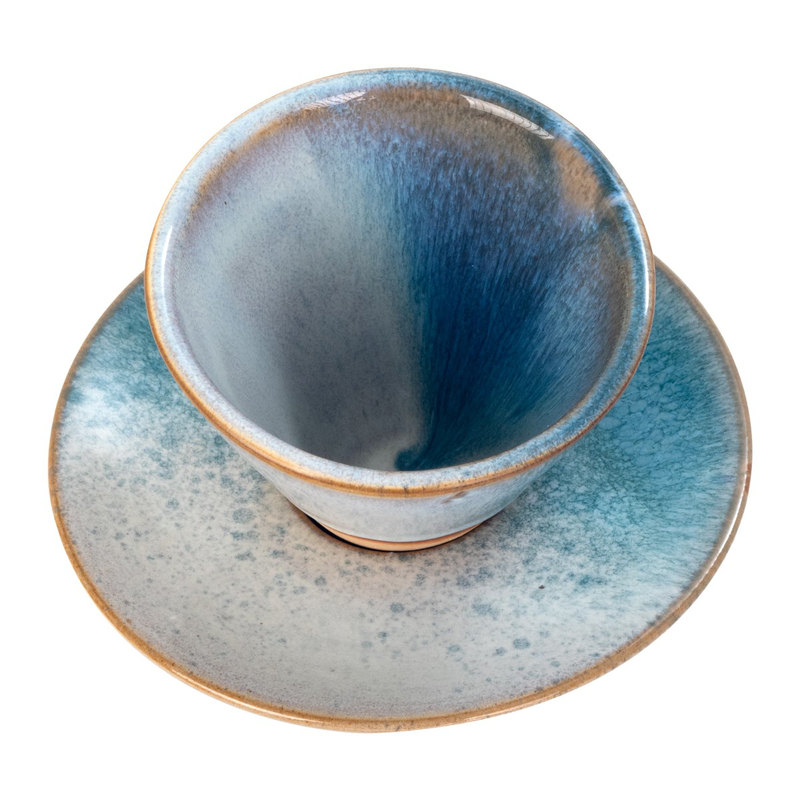 Stoneware espresso cup with plate, , medium-null