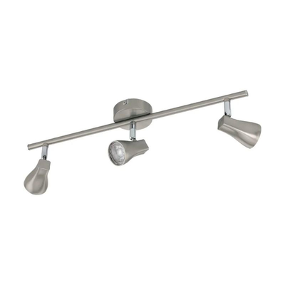 Eglo 'tiberio 1' led 3x3w spot lights metal+plastic satin nickel 3x400lm 3000k ip20 l480xw80mm, , medium