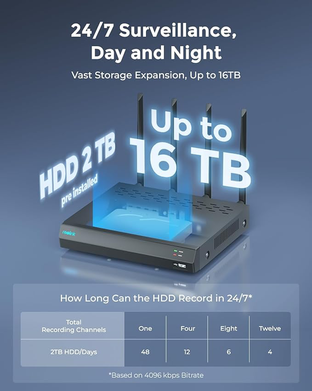 Product image: Reolink kit Wi-Fi nvr 12 channel 16mp Wi-Fi6+4poe+2TB HDD, , medium-null