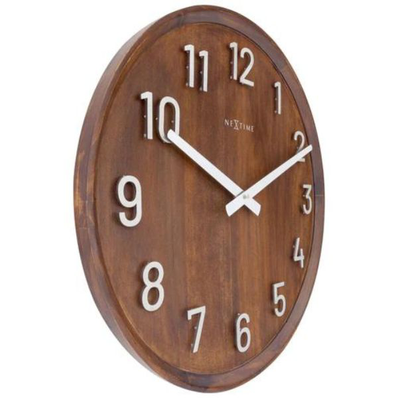 Nextime large wall clock 50cm, silent, wood/metal, "precious", , medium-null