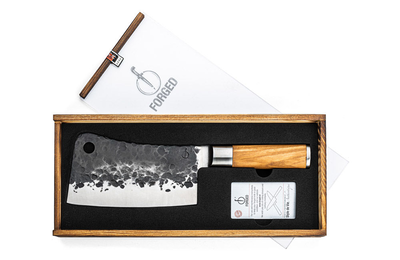 Forged olive wood cleaver 440c japanese steel 19cm