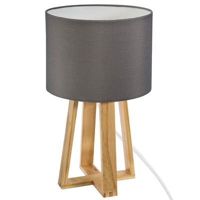 Atmosphera 'molu' 1xe27 (max.25w) table lamp wood grey ip20 ø200xh345mm, , medium