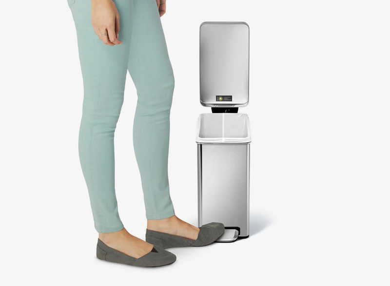 Simplehuman profile pedal bin brushed steel with black plastic lid 10l, , medium-null