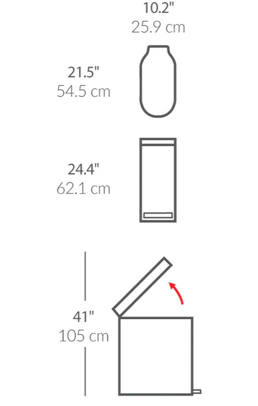 45l slim pedal bin brushed stainless steel, , medium image number null