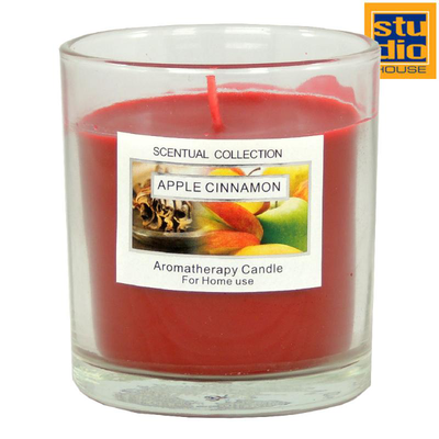 Win glass candle red 8x9cm (apple/cinnamon), , medium