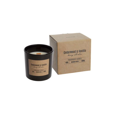 Aromatic candle in a glass with wooden wickcedarwood & vanilla ~ 40h, Black, medium