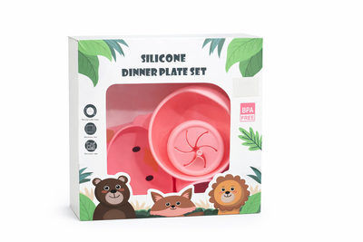 Silicone dinner plate set duck pink, , medium